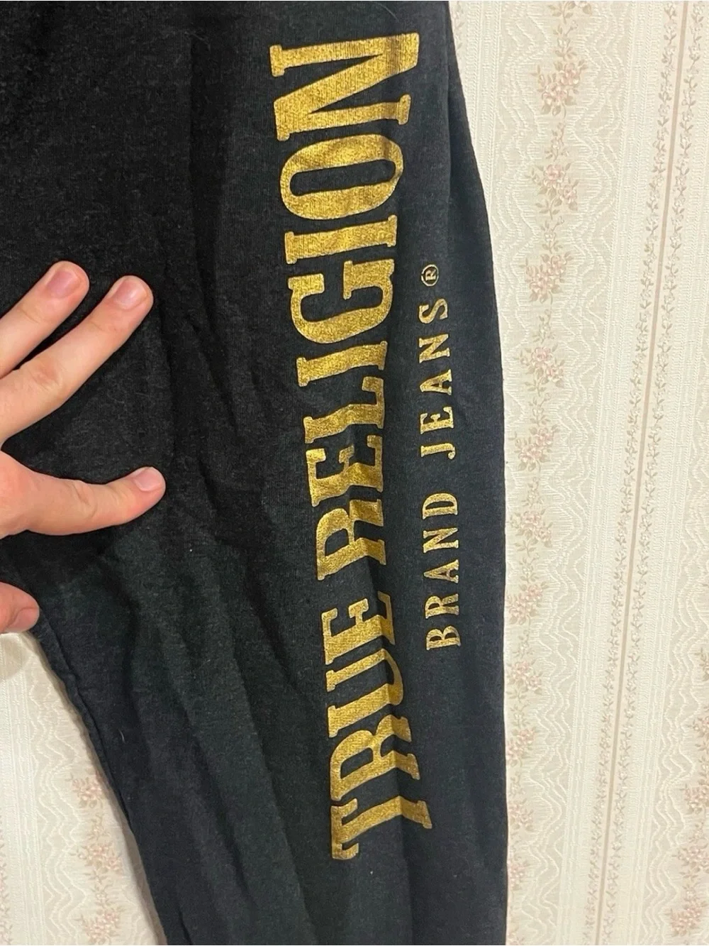 True Religion Black Joggers with Gold Side Logo